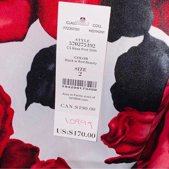 NWT White House Black Market Rose Floral Print Bodycon Sleeveless Dress Size 2 - Picture 9 of 9